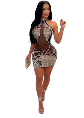 Sexy Summer Women Clothing Mesh Lace Embroidery Nightclub Ladies Dress