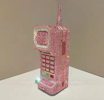 Alizekerr Cellphone Shaped Diamond Evening Bags Women 2025 Gorgeous Bling Rhinestone Metallic Purses And Handbags Wedding Party