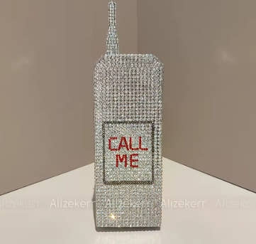 Alizekerr Cellphone Shaped Diamond Evening Bags Women 2025 Gorgeous Bling Rhinestone Metallic Purses And Handbags Wedding Party