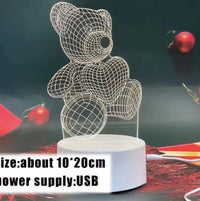 Creative 3D bear lamp, USB LED night lights acrylic, Christmas decorations for home, bedroom, birthday decoration, wedding gifts