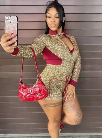 Weird Puss Casual Women 2 Piece Set Tracksuit Leopard Print Patchwork Zip Crop Jacket+Shorts Sporty Stretch Streetwear Outfits