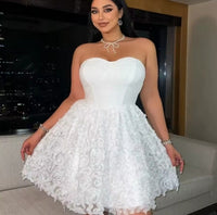 Plus Size 2025 Summer New Models Elegant Three-Dimensional Flowers Flowers Net Yarn Patchwork Corset Dress Polyester Material