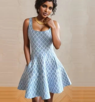 Women's knitted strap dress 2024 early fall new fashion diamond check thin sleeveless dress