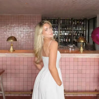 2025 Women's Dresses Pink Elegant and Pretty Midi White Vacation Dress Spaghetti Strap Beach Dress A Line Party Dresses
