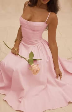 Summer skirt new French vintage maxi dress court wind Dopa wear strap dress women