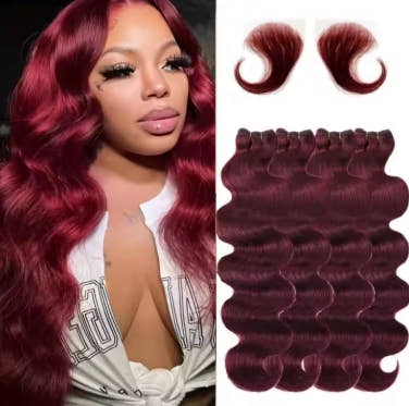 Body Wave Bundles Human Hair 99J Burgundy Color Human Hair 3 Bundles Brazilian Virgin Human Hair Weave Extensions for Wome