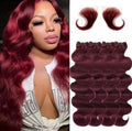Body Wave Bundles Human Hair 99J Burgundy Color Human Hair 3 Bundles Brazilian Virgin Human Hair Weave Extensions for Wome