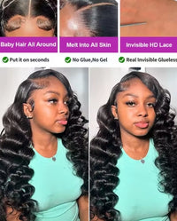 HD 13x6 Loose Nature Wave Lace Front Human Hair Wigs 250% Transparent 30 40 Inch 13x4 360 Full Deep Water Wave Lace Frontal Wig