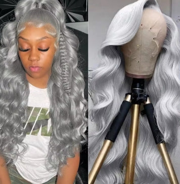 Cosplay Body Wave Silver Grey 13X4 Lace Front Wigs Human Hair 13x6 HD Lace Front Wigs Remy Brazilian 613 Colored Human Hair Wigs
