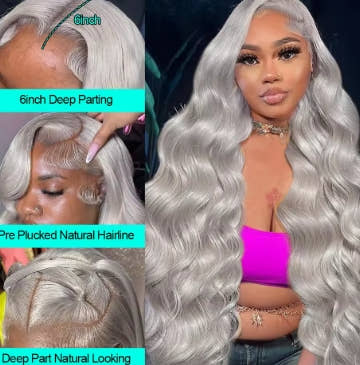 Cosplay Body Wave Silver Grey 13X4 Lace Front Wigs Human Hair 13x6 HD Lace Front Wigs Remy Brazilian 613 Colored Human Hair Wigs