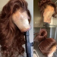 Body Wave Chocolate Brown Lace Front Wigs Human Hair Pre Plucked Brazilian Brown Virgin Hair Glueless HD Frontal Wig For Women