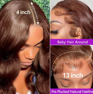 Body Wave Chocolate Brown Lace Front Wigs Human Hair Pre Plucked Brazilian Brown Virgin Hair Glueless HD Frontal Wig For Women