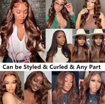 Body Wave Chocolate Brown Lace Front Wigs Human Hair Pre Plucked Brazilian Brown Virgin Hair Glueless HD Frontal Wig For Women