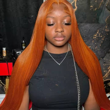 30 Inch Straight Orange Ginger Lace Front Wig Long Human Hair 350 Colored Brazilian 13X6 HD Transparent Lace Frontal Wigs For Women