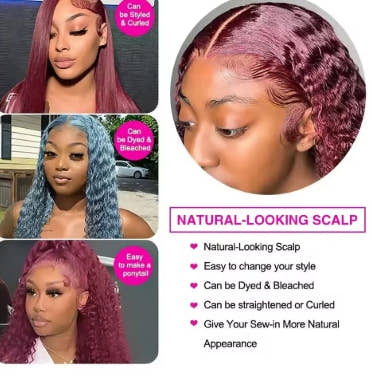 HD Transparent Lace 200 Density 13x4 13x6 Full Frontal Lace 99j Burgundy Preplucked Colored Deep Wave Frontal Human Hair Wig