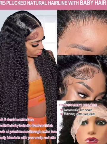 40 50 Inch Water Wave Curly Lace Front Wigs 13x4 13x6 HD Deep Wave Lace Frontal Wig 7x5 Glueless Human Hair Wigs For Women 300%