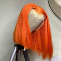 13x4 Lace Front Short Bob Wig 350 Ginger Orange Color Straight Transparent Lace Frontal Wigs Human Hair For Black Woman 10 Inch