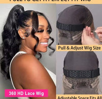 Hidden Strap Body Wave 360 HD Full Lace Front Wigs Human Hair Pre Plucked 12A Glueless Brazilian Virgin Wig With Drawstring