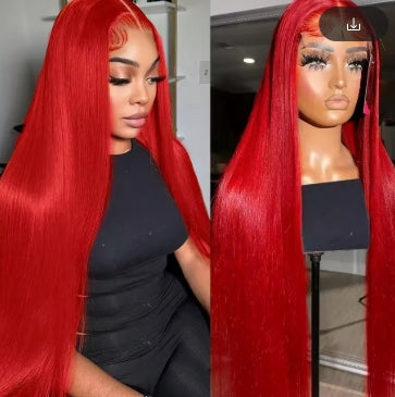 30 36 40 Inch 13x4 13x6 Straight Lace Frontal Wigs Hot Red Front Human Hair Wig 4x4 5X5 Closure Wig Pre Plucked For Women