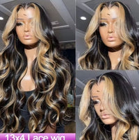 1B/27 Body Wave Wig Human Hair 30 Inch 13x4 HD Lace Frontal Wig Ombre Blonde Highlight Brazilian Hair Front Wigs For Black Women