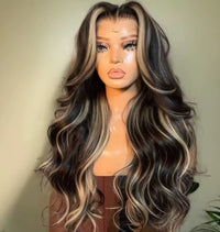 1B/27 Body Wave Wig Human Hair 30 Inch 13x4 HD Lace Frontal Wig Ombre Blonde Highlight Brazilian Hair Front Wigs For Black Women