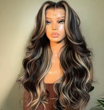 1B/27 Body Wave Wig Human Hair 30 Inch 13x4 HD Lace Frontal Wig Ombre Blonde Highlight Brazilian Hair Front Wigs For Black Women