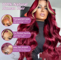 1B/27 Body Wave Wig Human Hair 30 Inch 13x4 HD Lace Frontal Wig Ombre Blonde Highlight Brazilian Hair Front Wigs For Black Women