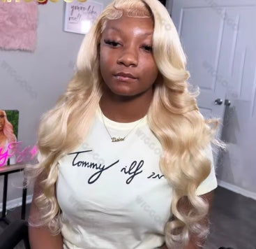 Wiggogo Body Wave 613 Hd Lace Frontal Wig 13X6 13X4 30 38 Inches Blonde Transparent Lace Front 100% Human Hair Wigs For Women