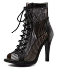 New Sexy High Heels Hollow Mesh Sandals Summer Fashion Trend Comfort Peep Toe Boots Stilettos Jazz Dance Female Shoes Plus Size