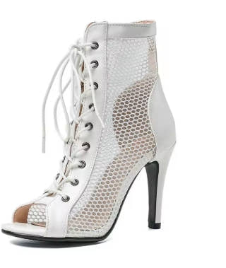New Sexy High Heels Hollow Mesh Sandals Summer Fashion Trend Comfort Peep Toe Boots Stilettos Jazz Dance Female Shoes Plus Size