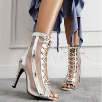 Women's Latin Salsa Dance Jazz Dance Shoes Girls Ballroom Dance Club Short Boots Ladies Lace-Up Fashion Fine Sand Dance Boots