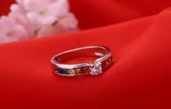 Rainbow cubic zircon rings for women, 100% Genuine 925 Sterling Silver, charming engagement proposal ring accessory for wedding