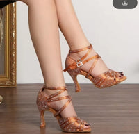 DKZSYIM Rhinestone Women Latin Dance Shoes Latin Salsa Girl Dancing Shoes Black Shiny Ballroom Dance Shoes For Girls Ladies
