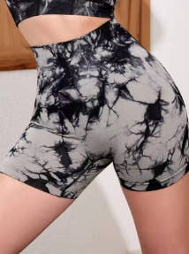 2pcs Tie Dye Butt Lift Gym Shorts Sexy Skinny Woman Stretch High Waist Sports Shorts Casual Seamless
