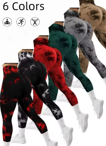 Women's Seamless Tie-dye Yoga Pants High Waist Soft Comfortable Gym Fitness Sportswear Workout Leggings Tights
