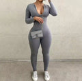 Sexy sports jumpsuits for women, fashionable fitted long sleeve plain rompers, fitted casual streetwear for Fitness, female set