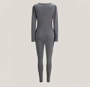 Sexy sports jumpsuits for women, fashionable fitted long sleeve plain rompers, fitted casual streetwear for Fitness, female set