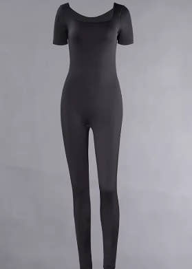 Women's short sleeve fitted jumpsuits, solid fitted jumpsuits, sportswear, Fitness, casual, streetwear activity