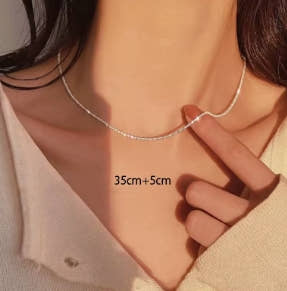 Shiny silver necklace for women, fashionable collarbone chain choker, Korean party and wedding jewelry accessories for girls