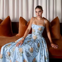 Oligai Summer Clothes for Women Midi Elegant Dress 2025 New Arrivals White Floral Print Holiday Dress