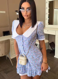 CNYISHE Patchwork V Neck Short Sleeve Button Casual Trendy Women Dresses Sheath Sexy Club Bodycon Vestidos Female Fitness Slim