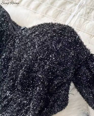 SINGREINY High Quality Cake Dress Fashion Strap Sequin Pachwork Mesh Design Women Temperament Sleeveless Autumn Shiny Long Dress