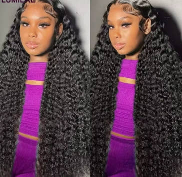 Afro Deep Kinky Curly Human Hair 3/4 Bundle with HD Transparent Lace Frontal Closure And Bundle 100% Virgin Hair Weave Extension