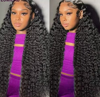 Afro Deep Kinky Curly Human Hair 3/4 Bundle with HD Transparent Lace Frontal Closure And Bundle 100% Virgin Hair Weave Extension