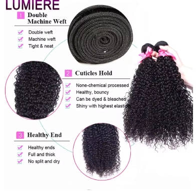 Afro Deep Kinky Curly Human Hair 3/4 Bundle with HD Transparent Lace Frontal Closure And Bundle 100% Virgin Hair Weave Extension