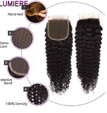 Afro Deep Kinky Curly Human Hair 3/4 Bundle with HD Transparent Lace Frontal Closure And Bundle 100% Virgin Hair Weave Extension