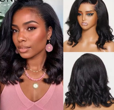 UNICE Hair Yaki Loose Wave Bob Wig With Baby Hair Drawstring 13x4 Human Hair Lace Frontal Wig Pre Cut Pre Bleached Glueless Wig