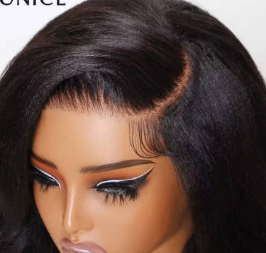 UNICE Hair Yaki Loose Wave Bob Wig With Baby Hair Drawstring 13x4 Human Hair Lace Frontal Wig Pre Cut Pre Bleached Glueless Wig