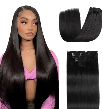 Clip in Hair Extensions Real Human Hair 120g Straight 100% Brazilian Remy Human Hair Clip in Hair Extensions for Black Women