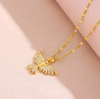 New brilliant 18K gold plated necklaces with Vintage Phoenix pendant for women, Retro style, daily female use, stainless steel neck chain